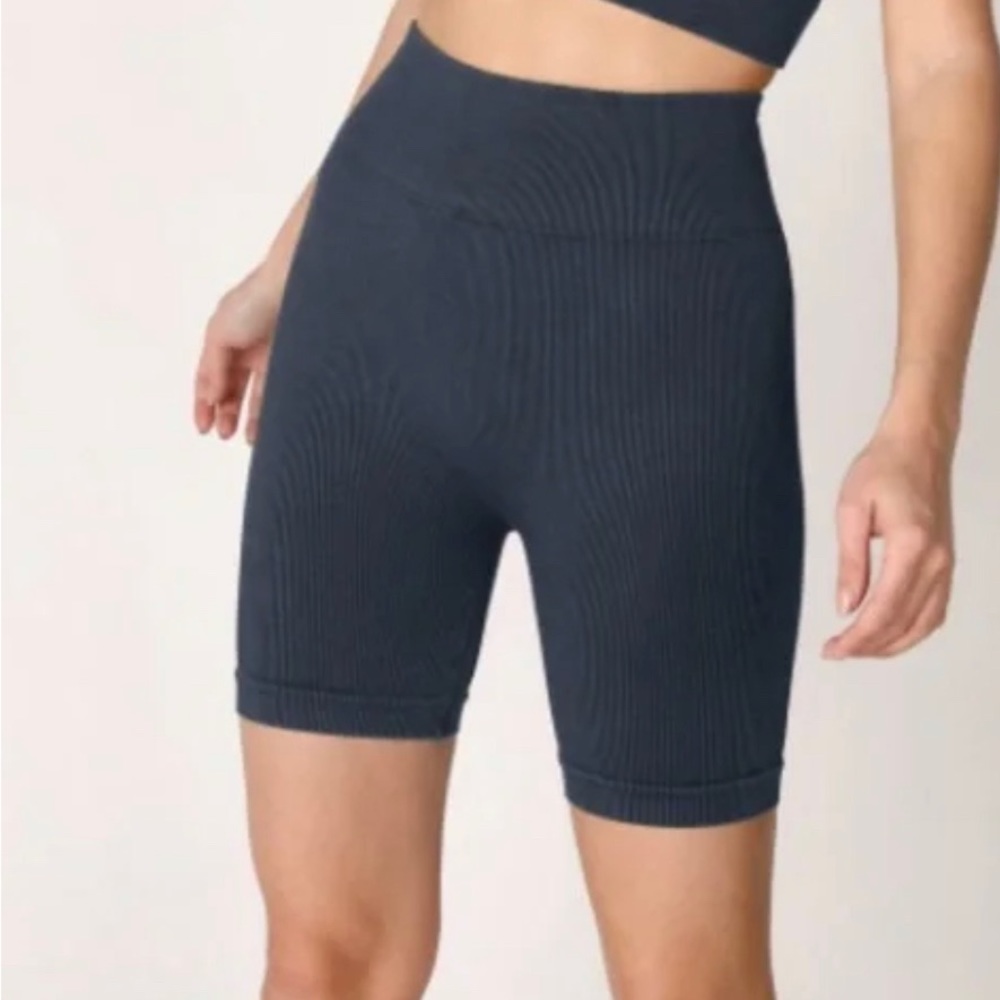 Nikibiki Demim Blue Ribbed Biker shorts.